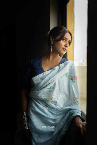 Maria Blue Cotton Saree Maria Blue Cotton Saree