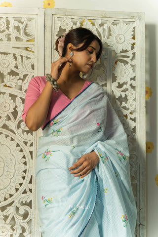 Maria Blue Cotton Saree Maria Blue Cotton Saree