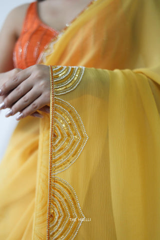 Naina Yellow Chiffon Silk Saree Naina Yellow Chiffon Silk Saree