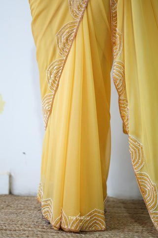 Naina Yellow Chiffon Silk Saree Naina Yellow Chiffon Silk Saree