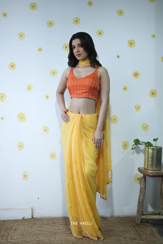 Naina Yellow Chiffon Silk Saree Naina Yellow Chiffon Silk Saree