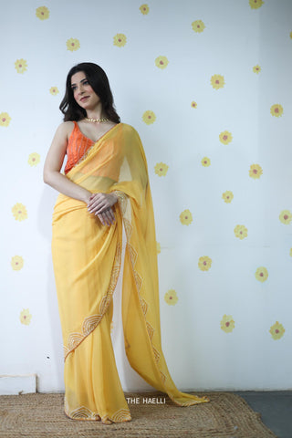 Naina Yellow Chiffon Silk Saree Naina Yellow Chiffon Silk Saree