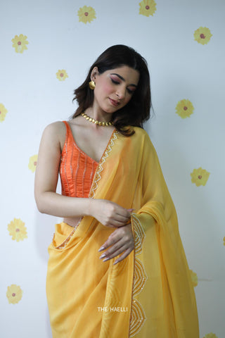 Naina Yellow Chiffon Silk Saree Naina Yellow Chiffon Silk Saree