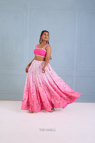 Rabia Pink Shaded Cotton Skirt Rabia Pink Shaded Cotton Skirt