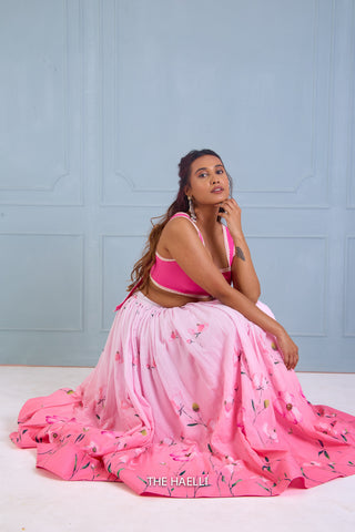 Rabia Pink Shaded Cotton Skirt Rabia Pink Shaded Cotton Skirt