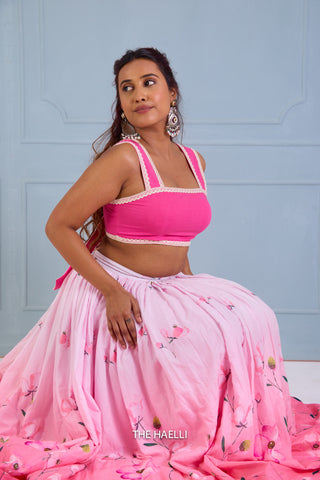 Rabia Pink Shaded Cotton Skirt Rabia Pink Shaded Cotton Skirt