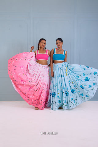 Rabia Pink Shaded Cotton Skirt Rabia Pink Shaded Cotton Skirt