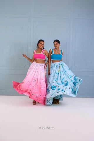 Rabia Pink Shaded Cotton Skirt Rabia Pink Shaded Cotton Skirt