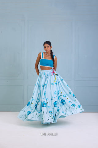 Rabia Blue Shaded Cotton Skirt Rabia Blue Shaded Cotton Skirt
