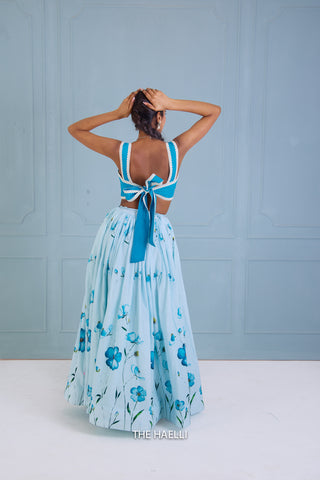 Rabia Blue Shaded Cotton Skirt Rabia Blue Shaded Cotton Skirt