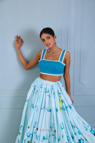 Rabia Blue Shaded Cotton Skirt Rabia Blue Shaded Cotton Skirt