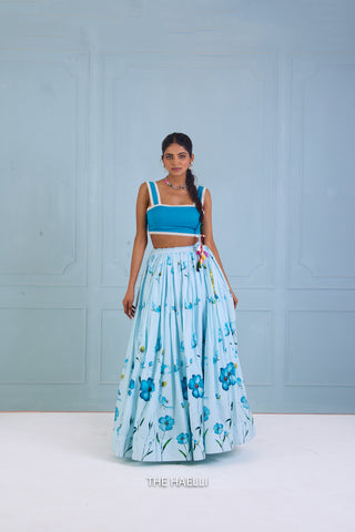 Rabia Blue Shaded Cotton Skirt Rabia Blue Shaded Cotton Skirt