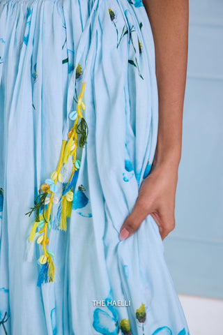 Rabia Blue Shaded Cotton Skirt Rabia Blue Shaded Cotton Skirt