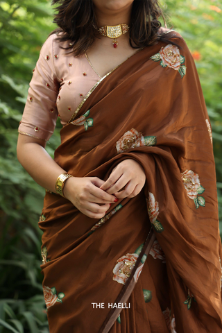 Sitara Brown silk saree Sitara Brown silk saree