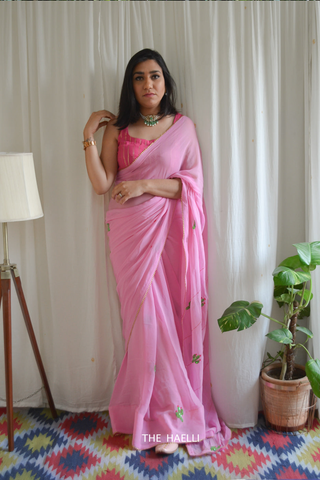 The Cactus Story Pink Georgette Saree The Cactus Story Pink Georgette Saree