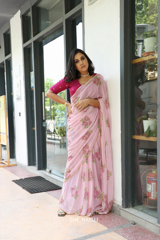 Heer Pink Georgette Saree Heer Pink Georgette Saree