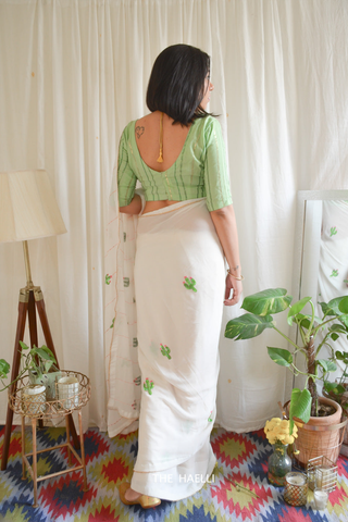 The Cactus Story White Georgette Saree The Cactus Story White Georgette Saree