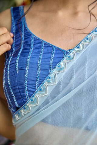 Flamingo Blue Silk Blouse