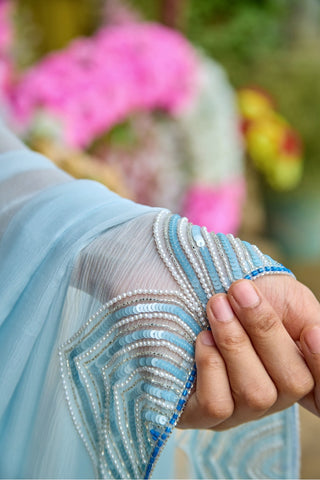Naina Blue Chiffon Silk Saree
