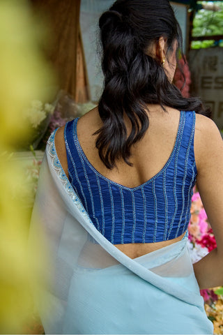 Flamingo Blue Silk Blouse