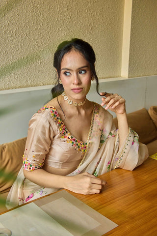 Gul Beige Organza Saree