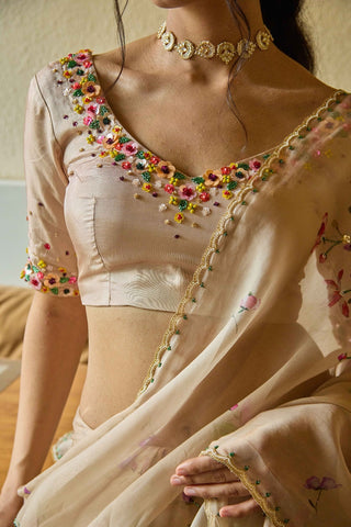 Gul Beige Organza Saree