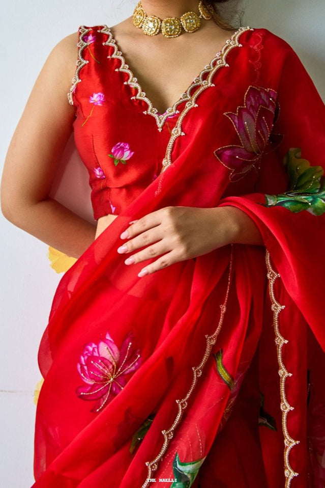 Nadia Red Satin Silk Blouse