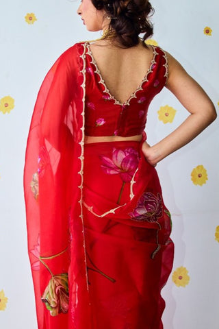 Nadia Red Satin Silk Blouse