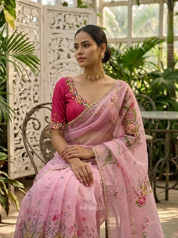 Gul Pink Organza Silk Saree