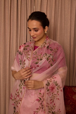 Bela Pink Organza Silk Saree