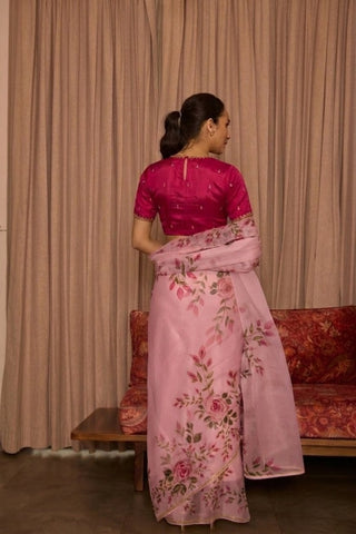 Bela Pink Organza Silk Saree