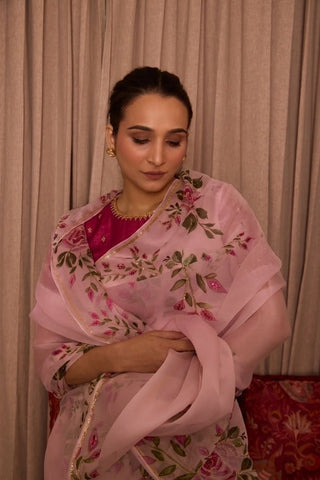 Bela Pink Organza Silk Saree