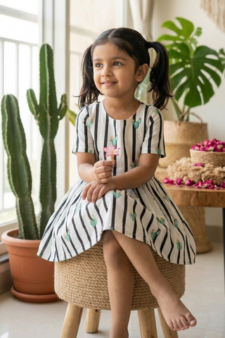 Baby Cactus Kiss B&W Dress