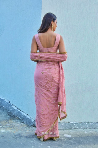 Gulika Pink Chiffon Silk Saree