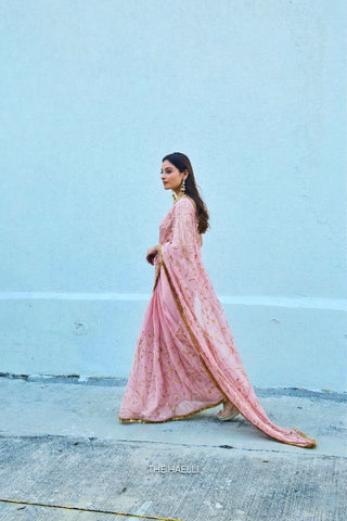 Gulika Pink Chiffon Silk Saree