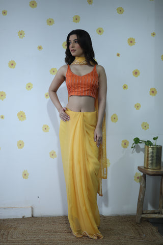 Naina Yellow Chiffon Silk Saree