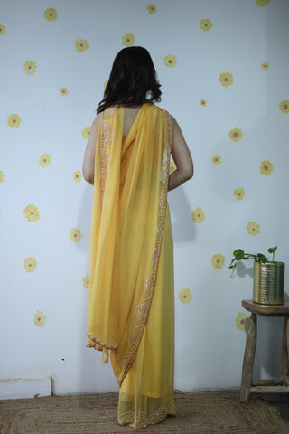 Naina Yellow Chiffon Silk Saree