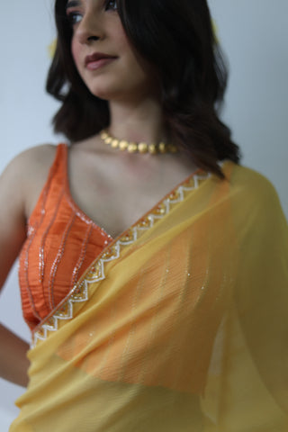 Naina Yellow Chiffon Silk Saree