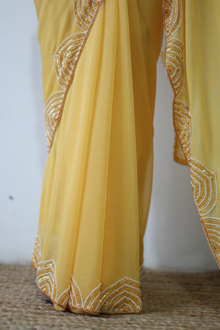 Naina Yellow Chiffon Silk Saree
