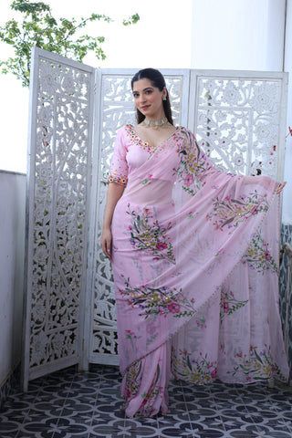 Gul Pink Chiffon Silk Saree