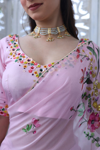 Gul Pink Chiffon Silk Saree