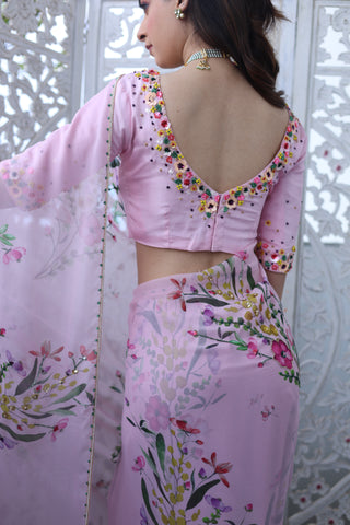 Gul Pink Chiffon Silk Saree