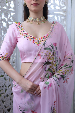 Gul Pink Chiffon Silk Saree