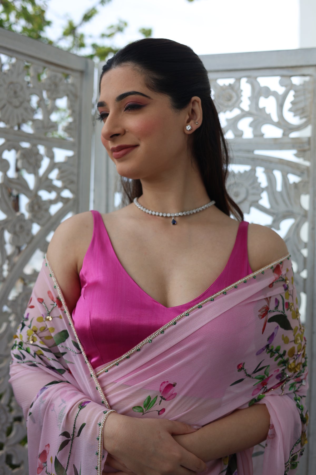 Velora Fuchsia Stretchable Blouse