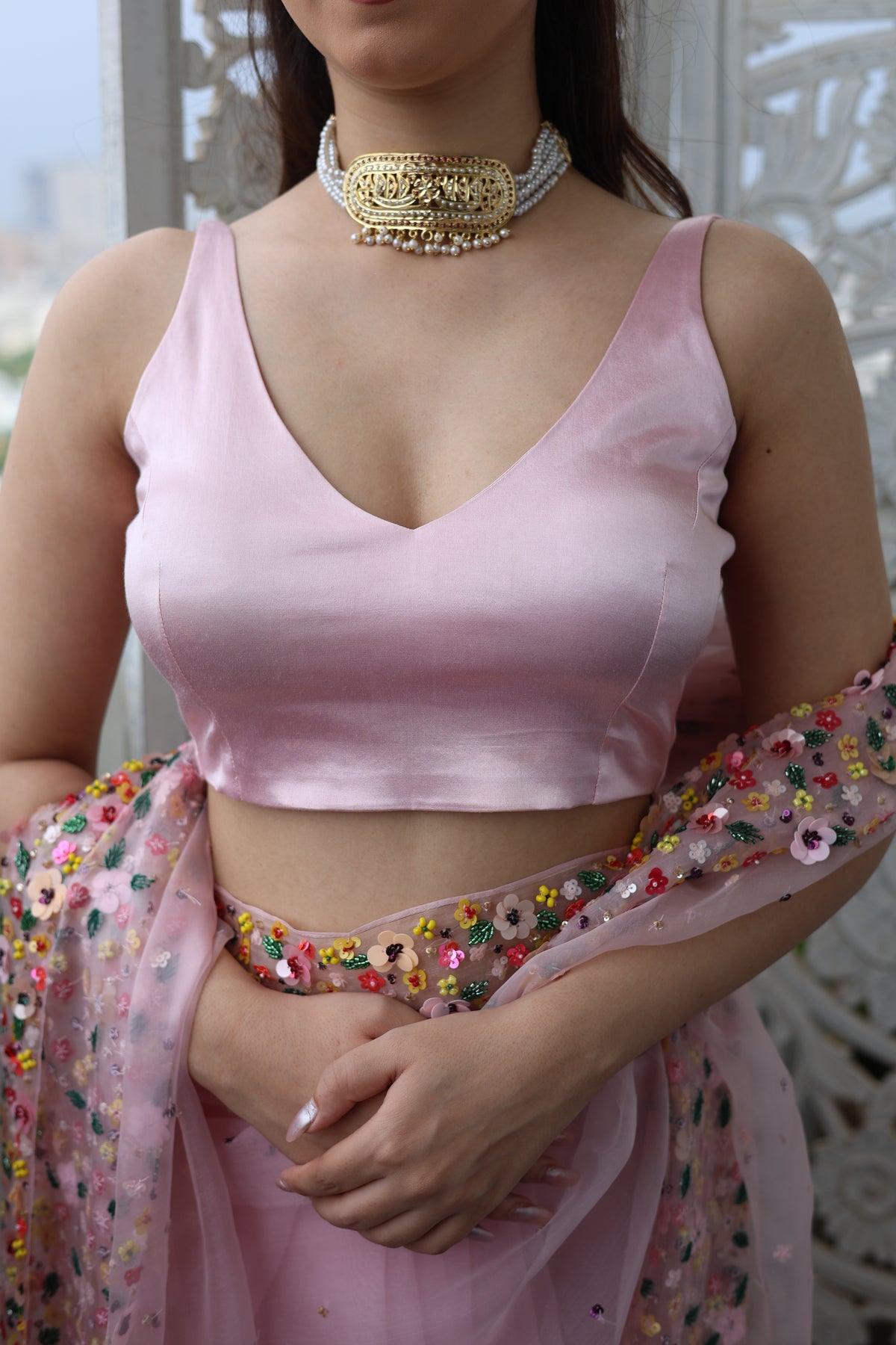 Velora Pink Stretchable Blouse