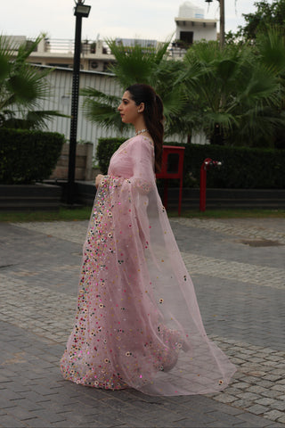 Lily Pink Organza Saree