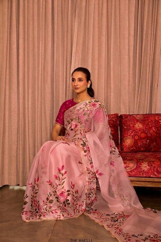 Bela Pink Organza Silk Saree