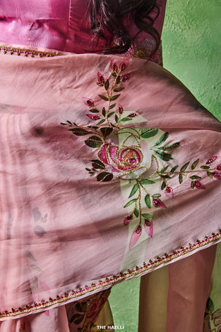 Gulaab Rose Organza Silk Saree