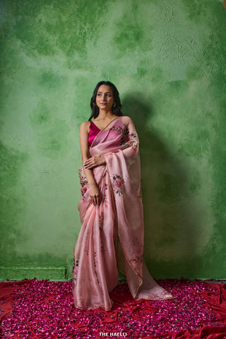 Gulaab Rose Organza Silk Saree