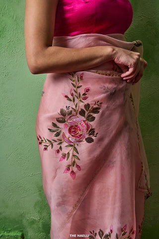 Gulaab Rose Organza Silk Saree